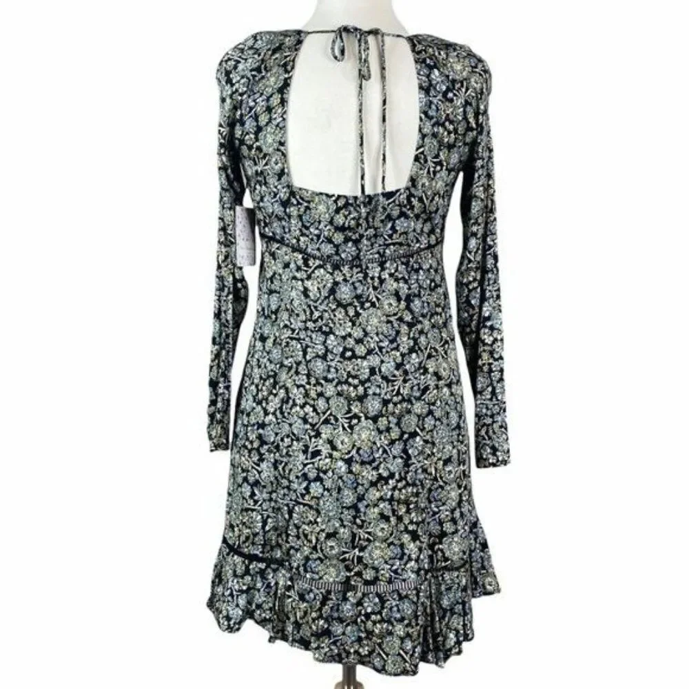 Free People Boheme Long Sleeve Floral Mini Dress NWT Size 6